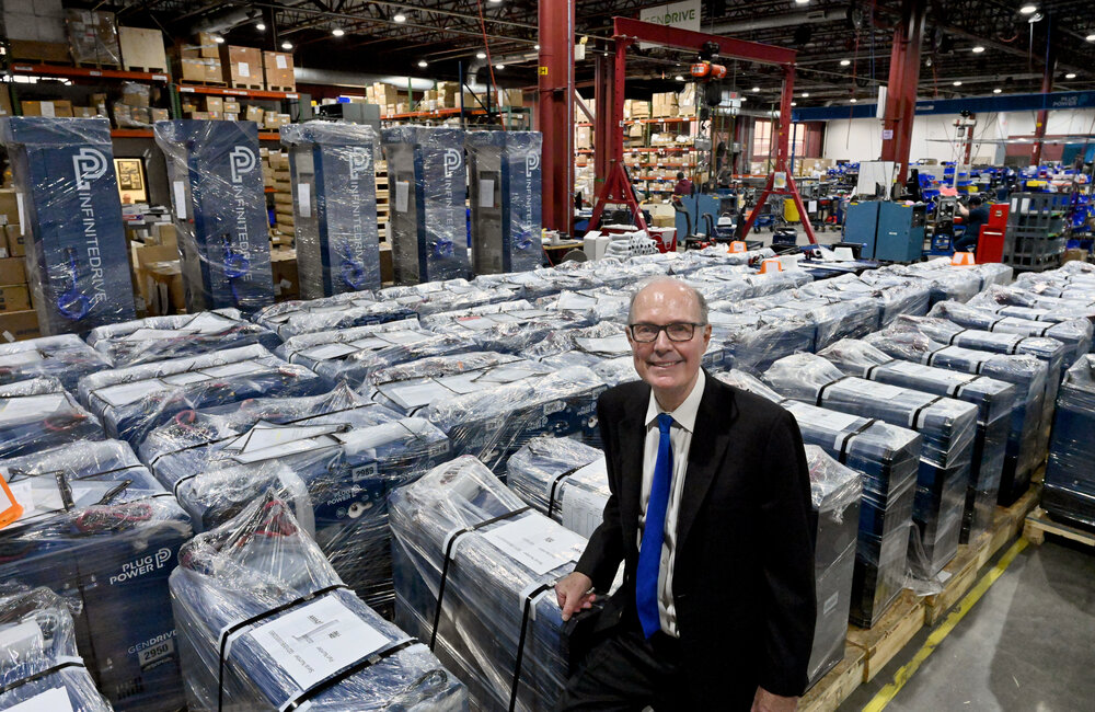 MARC SCHULTZ/GAZETTE PHOTOGRAPHER
Plug Power CEO Andrew J. Marsh in the production facility in Latham.