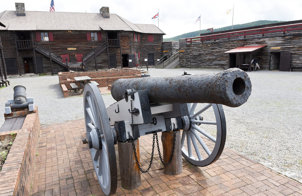 ERICA MILLER/GAZETTE PHOTOGRAPHER  
An 18-pound French Cannon on display, recovered from Lake George in 1954 at Fort William Henry in Lake George on Thursday, May 30, 2019.