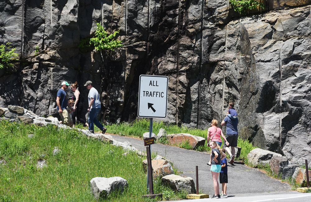 ERICA MILLER/GAZETTE PHOTOGRAPHER  
Walkers make their way to the top of Prospect Mountain for views of Lake George in Lake George on Sunday, June 9, 2019.