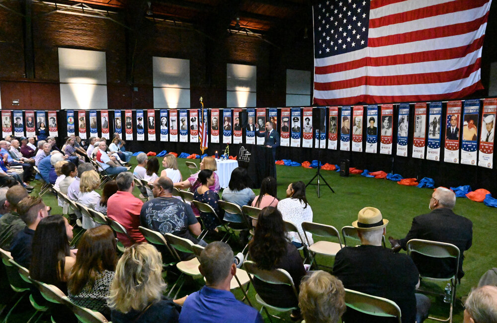 MARC SCHULTZ/GAZETTE PHOTOGRAPHER
The Downtown Schenectady Improvement Corporation (DSIC) held an official ceremony to unveil street banners honoring 51 Schenectady County veterans and active duty service members as part of its 2019 Hometown Heroes Banner Program. The nearly 200 guests in attendance will include honorees, their families, sponsors, and community members. To mark the 5th season of this popular banner program, approximately 50 honoree banners from past years will also be on display during the ceremony. All 100+ banners will be installed on light poles in Downtown Schenectady this week and will remain on display through Veterans Day.